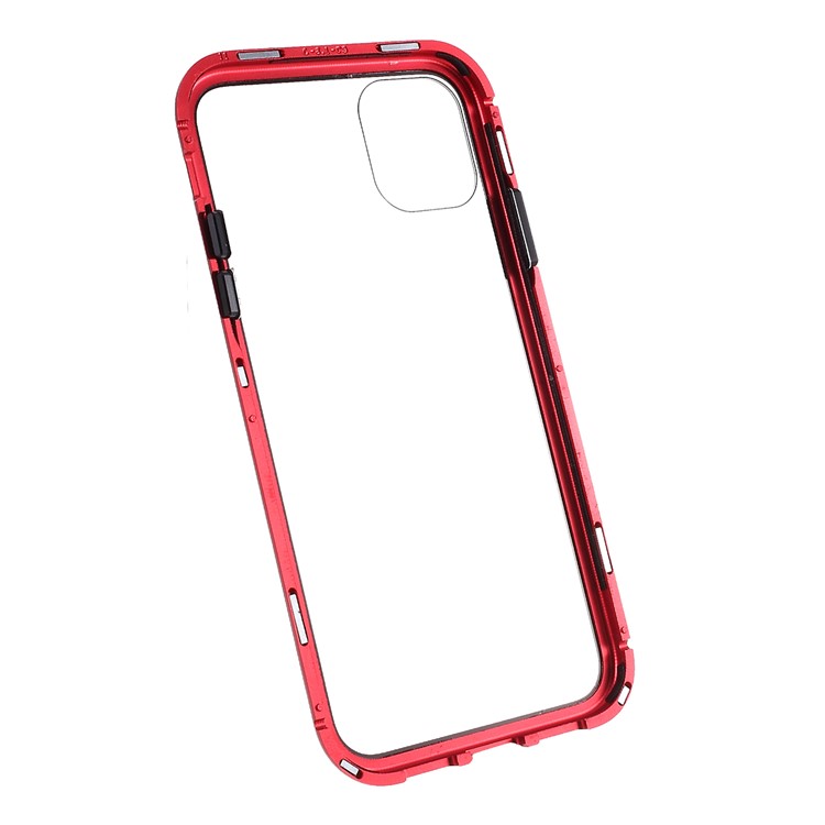 Magnetic Adsorption Metal Frame + Tempered Glass Phone Case for Apple iPhone 11 6.1 inch - Red-2