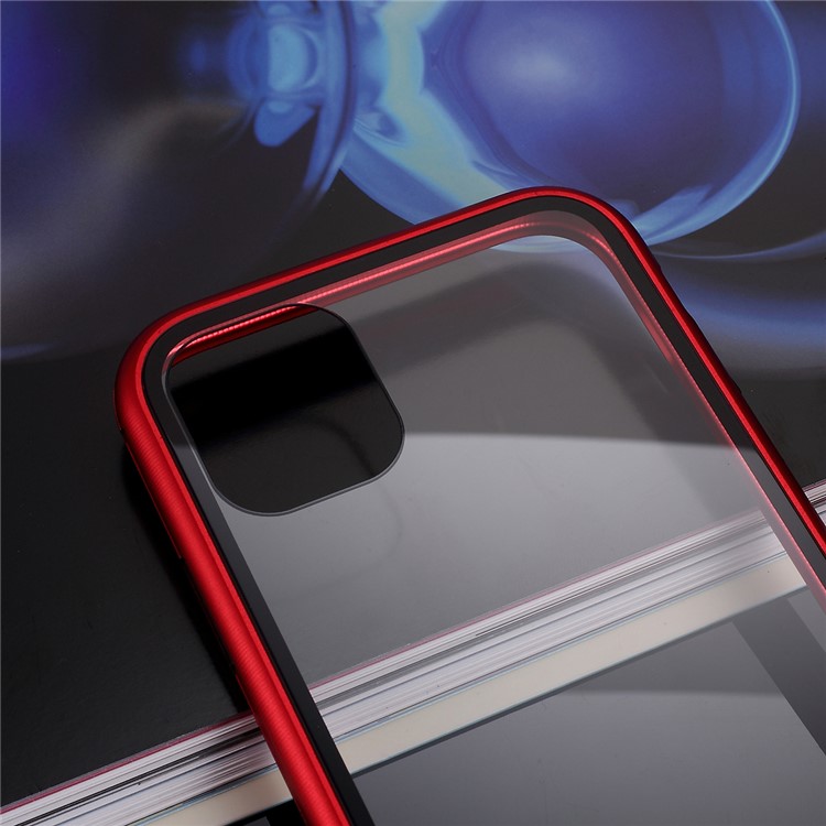 Magnetic Adsorption Metal Frame + Tempered Glass Phone Case for Apple iPhone 11 6.1 inch - Red-5