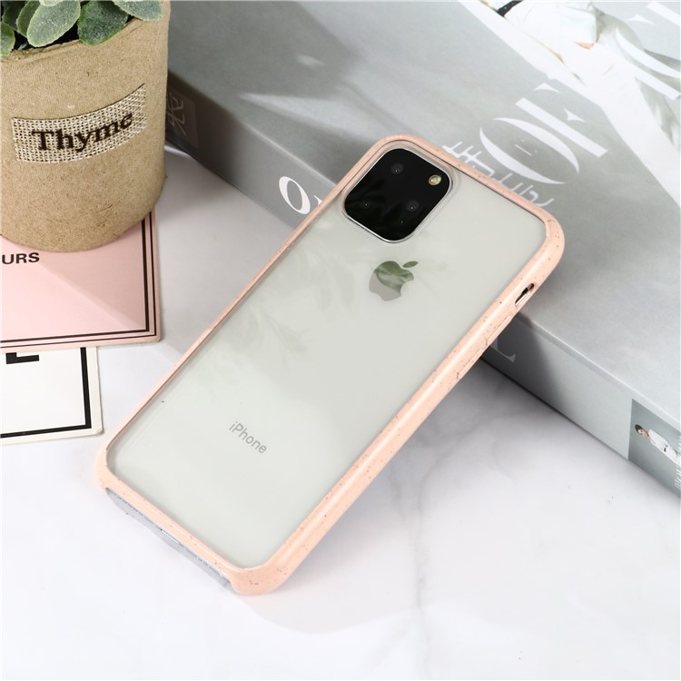 

Degradable Wheat Straw Frame + Acrylic Back Clear Back Phone Cover for iPhone 11 Pro Max 6.5 inch - Pink, iPhone 11 Pro Max 6.5 inch