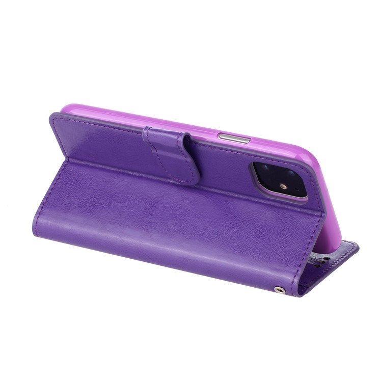 With 5 Card Slots Leather Cell Casing Cover for iPhone 11 Pro Max 6.5 inch - Purple-3