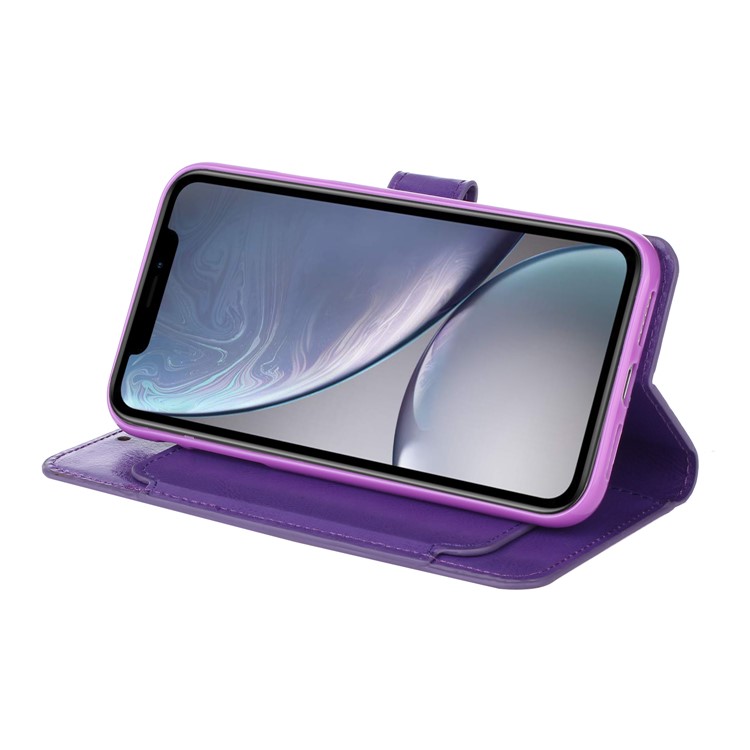 With 5 Card Slots Leather Cell Casing Cover for iPhone 11 Pro Max 6.5 inch - Purple-4