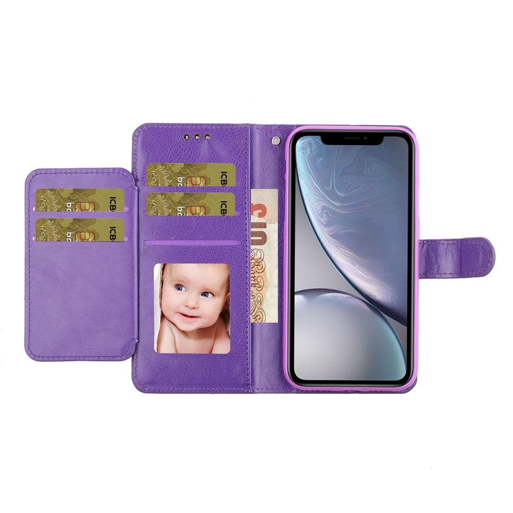 With 5 Card Slots Leather Cell Casing Cover for iPhone 11 Pro Max 6.5 inch - Purple-5