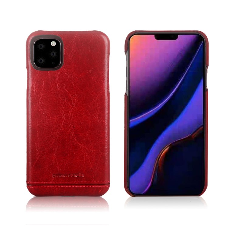 PIERRE CARDIN Genuine Leather Skin Phone Cover for Apple iPhone 11 Pro 5.8 inch - Red-1