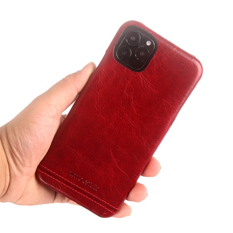 PIERRE CARDIN Genuine Leather Skin Phone Cover for Apple iPhone 11 Pro 5.8 inch - Red-3