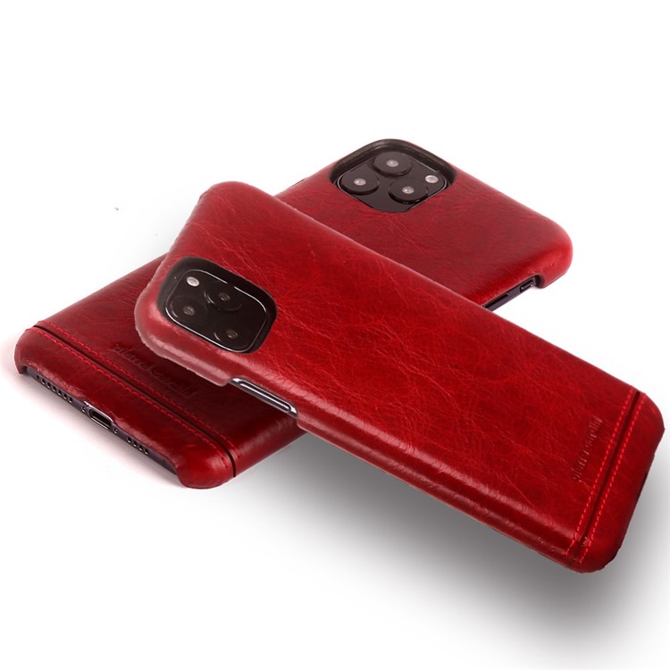 PIERRE CARDIN Genuine Leather Skin Phone Cover for Apple iPhone 11 Pro 5.8 inch - Red-4