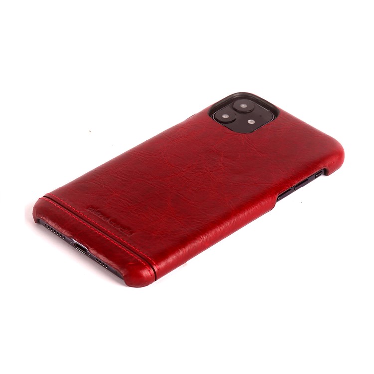 PIERRE CARDIN Genuine Leather Skin Phone Shell for Apple iPhone 11 6.1 inch - Red-3