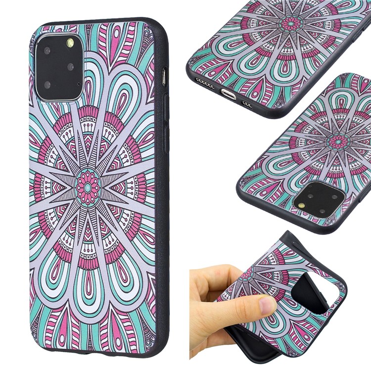 Padrão De Impressão Em Relevo TPU Caso Cobrindo Para Iphone 11 Pro 5,8 Polegadas - Padrão Simétrico-1