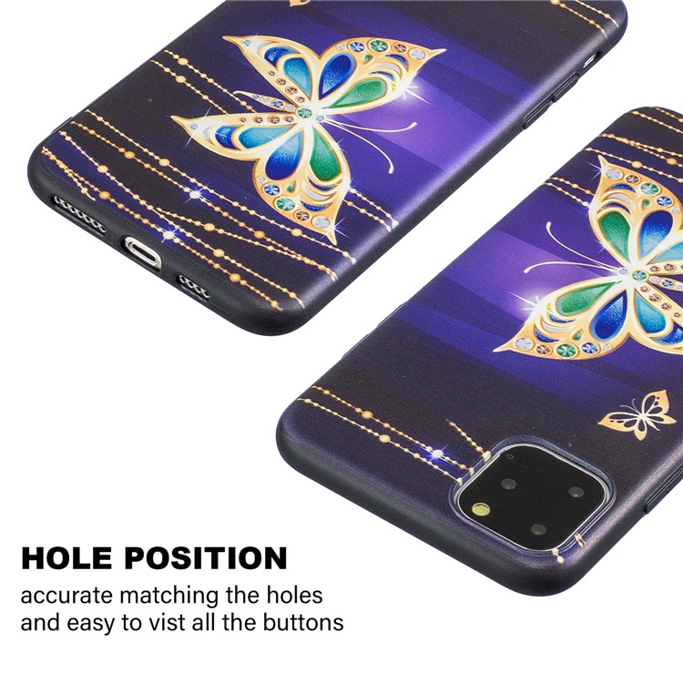 Pattern Printing Embossed TPU Case for iPhone 11 Pro Max 6.5 inch (2019) - Colorized Butterfly-4