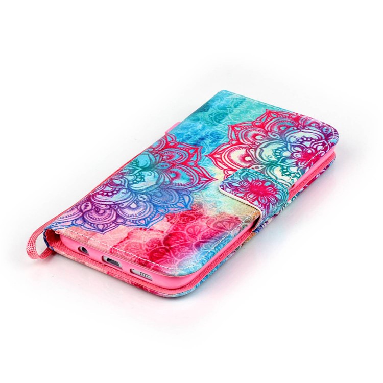 Strap Magnet Wallet Pu Leather Stand Case Cover for Samsung Galaxy S7 edge G935 - Henna Flower Pattern-7