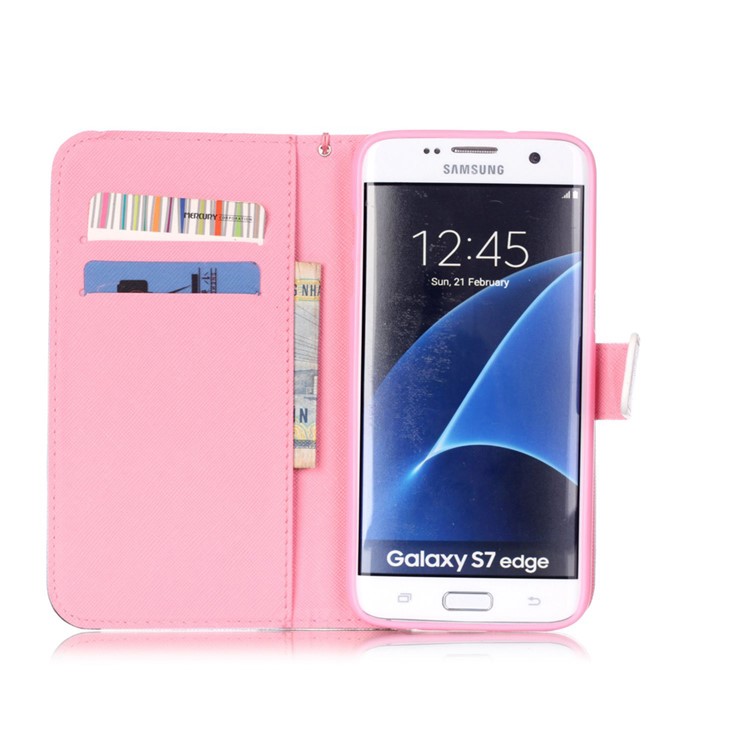 Strap Magnet Wallet Pu Leather Stand Case Cover for Samsung Galaxy S7 edge G935 - Henna Flower Pattern-11