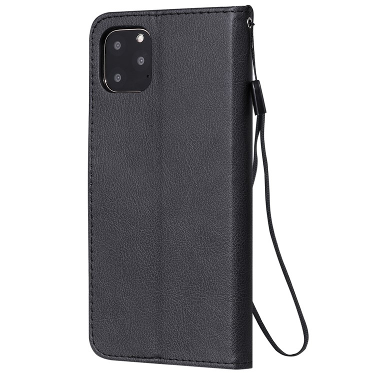 Pure Colour Leather Case with Wallet Stand Cover for iPhone 11 Pro Max 6.5 inch - Black-3