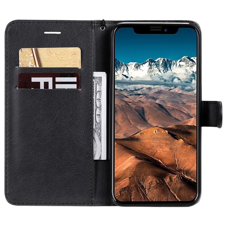Pure Colour Leather Case with Wallet Stand Cover for iPhone 11 Pro Max 6.5 inch - Black-4