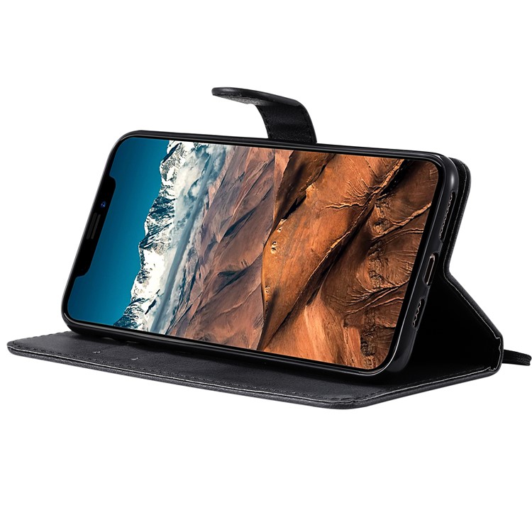 Pure Colour Leather Case with Wallet Stand Cover for iPhone 11 Pro Max 6.5 inch - Black-7