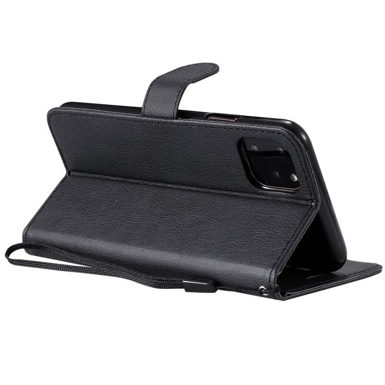 Pure Colour Leather Case with Wallet Stand Cover for iPhone 11 Pro Max 6.5 inch - Black-8