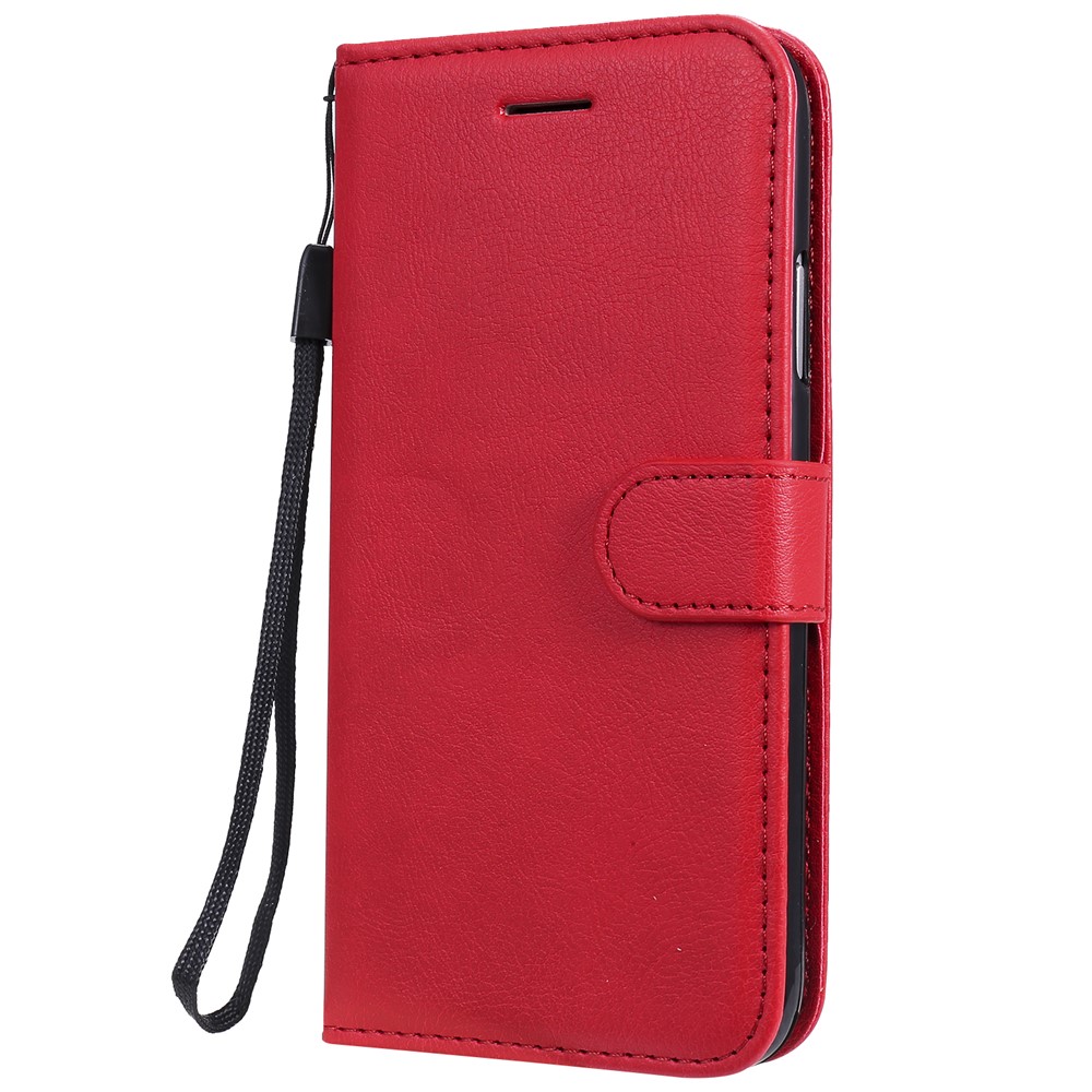 Solid Color PU Leather Wallet Phone Case with Lanyard for iPhone 11 6.1 inch (2019) - Red-2
