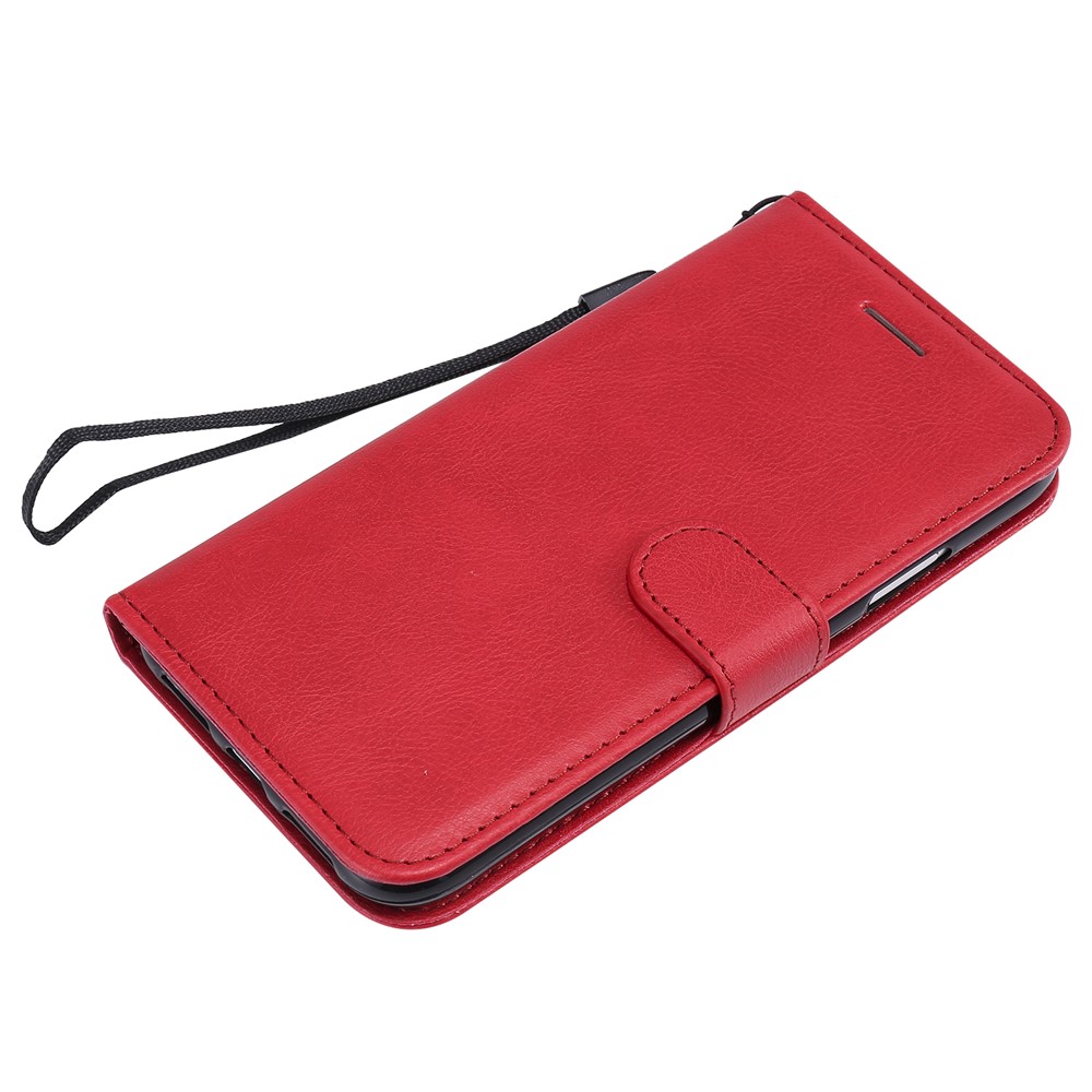 Solid Color PU Leather Wallet Phone Case with Lanyard for iPhone 11 6.1 inch (2019) - Red-7