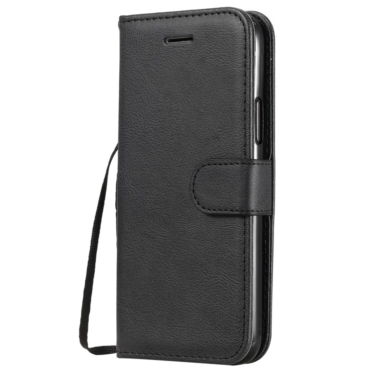 Solid Color PU Leather Wallet Phone Cover with Lanyard for iPhone 11 Pro 5.8 inch (2019) - Black-2