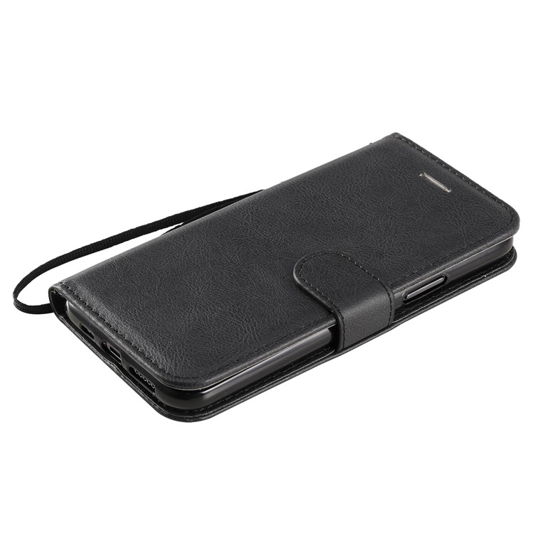 Solid Color PU Leather Wallet Phone Cover with Lanyard for iPhone 11 Pro 5.8 inch (2019) - Black-7