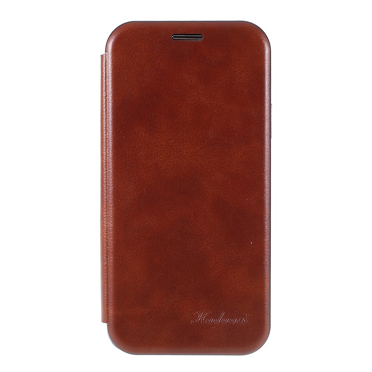 

Auto-absorbed Shell Style PU Leather Stand Case with Card Holder for iPhone XR 6.1 inch - Brown, iPhone XR 6.1 inch