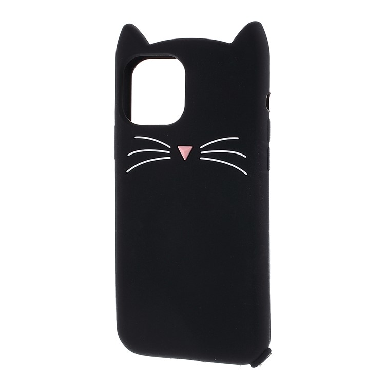 3D Mustache Cat Silicone Phone Case Covering for iPhone 11 Pro 5.8 inch - Black-2