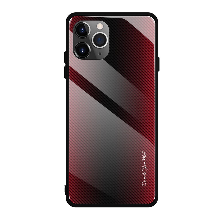 Texture Gradient PC Tempered Glass Back + Soft TPU Edge Phone Case for iPhone 11 Pro 5.8 inch (2019) - Red-1