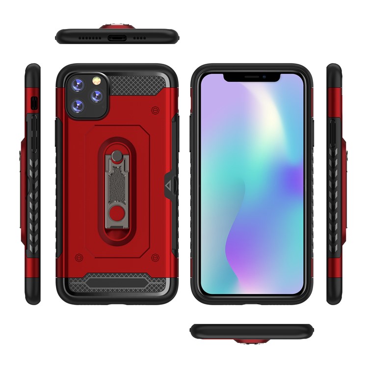 Armor Rugged PC + TPU Combo Case with Kickstand for iPhone 11 6.1 inch (2019) - Red-2