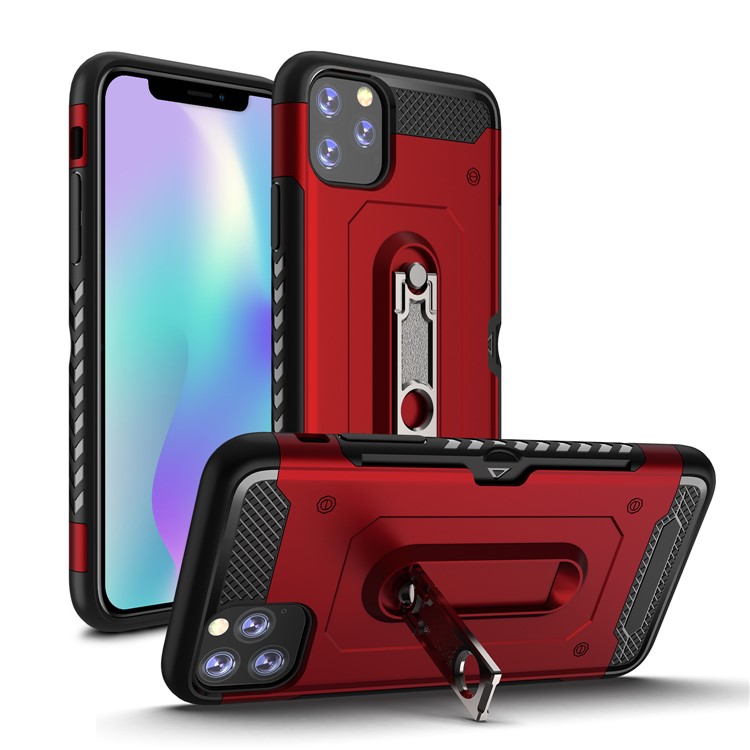 Armor Rugged PC + TPU Combo Case with Kickstand for iPhone 11 6.1 inch (2019) - Red-5