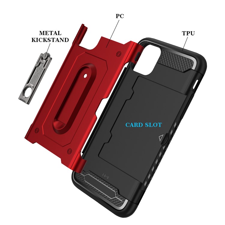 Armor Rugged PC + TPU Combo Case with Kickstand for iPhone 11 6.1 inch (2019) - Red-6