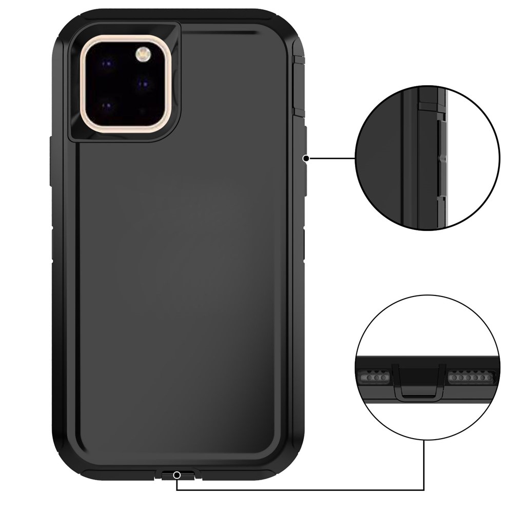 Shockproof PC + TPU Hybrid Case for Apple iPhone 11 Pro Max 6.5 inch - All Black-3