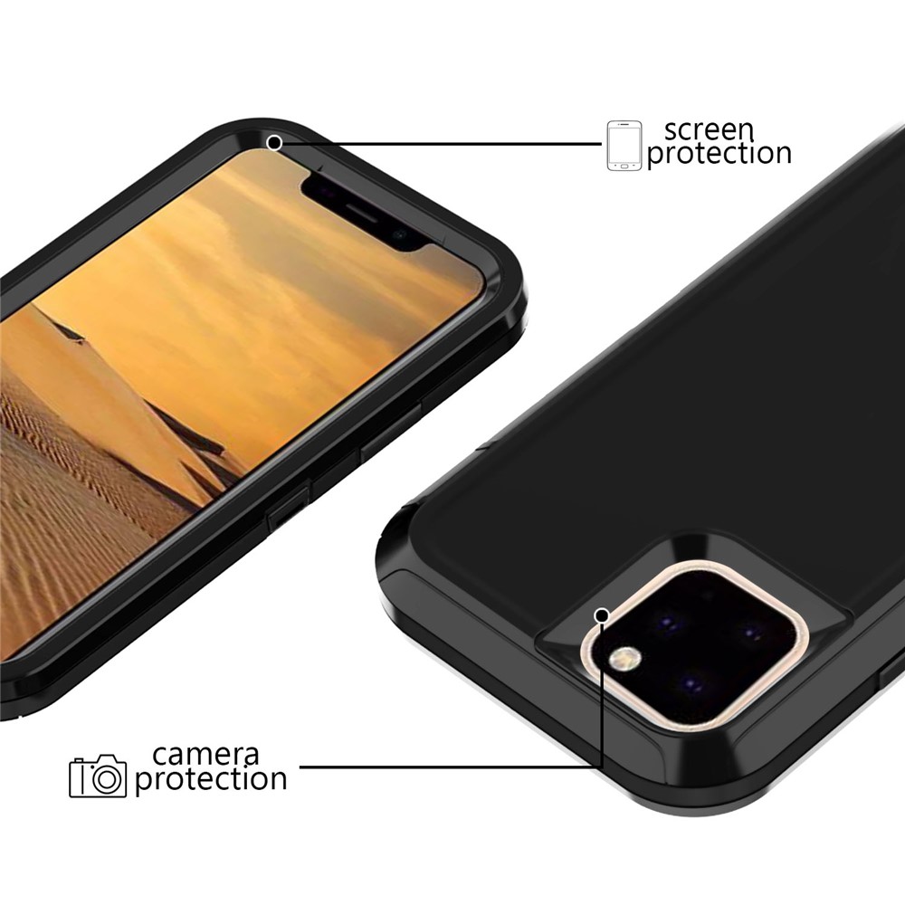 Shockproof PC + TPU Hybrid Case for Apple iPhone 11 Pro Max 6.5 inch - All Black-4