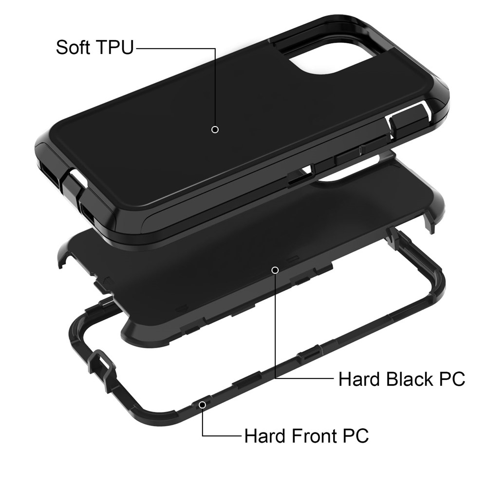 Shockproof PC + TPU Hybrid Case for Apple iPhone 11 Pro Max 6.5 inch - All Black-5
