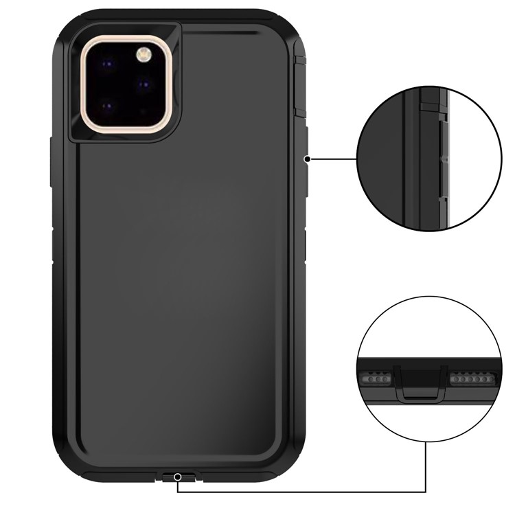 Drop-proof Plastic + TPU Hybrid Case for Apple iPhone 11 Pro 5.8 inch - All Black-5