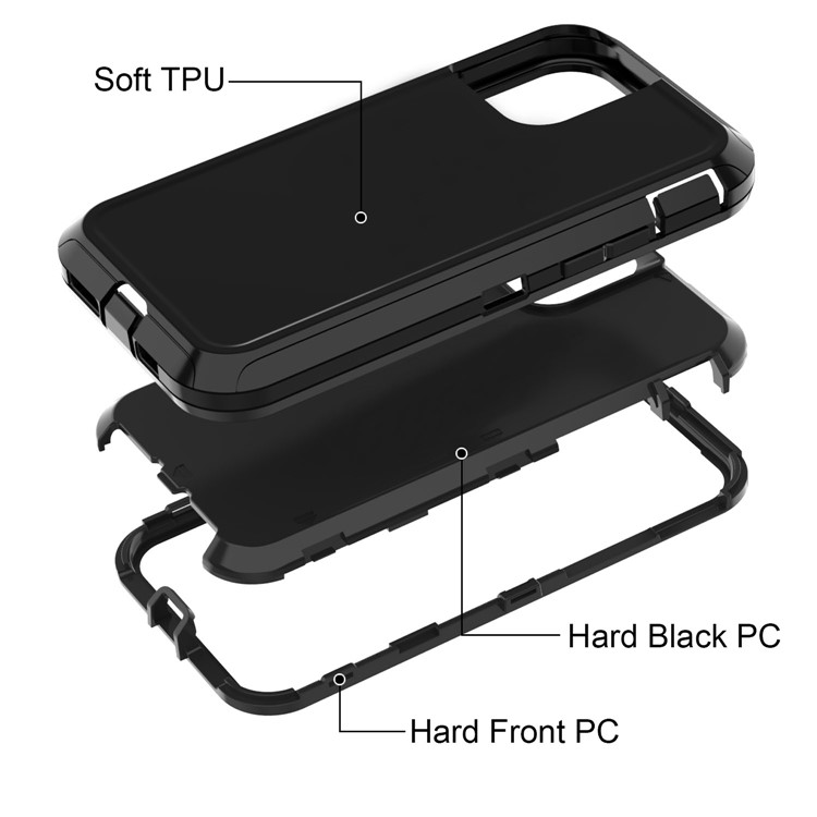 Drop-proof Plastic + TPU Hybrid Case for Apple iPhone 11 Pro 5.8 inch - All Black-7