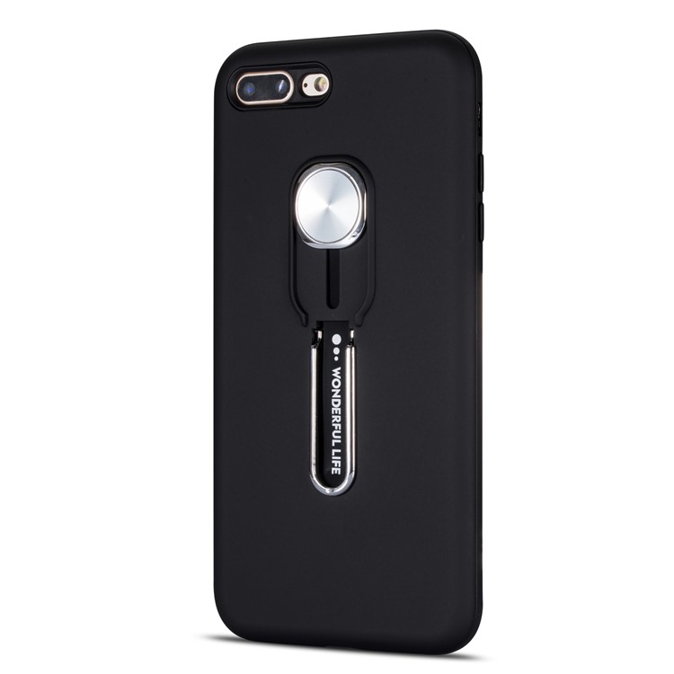 Cáscara Del Teléfono Con Magnético Pie De Apoyo Del Anillo De Dedo Para El Iphone 8 Plus / 7 Además De 5,5 Pulgadas - Negro-3