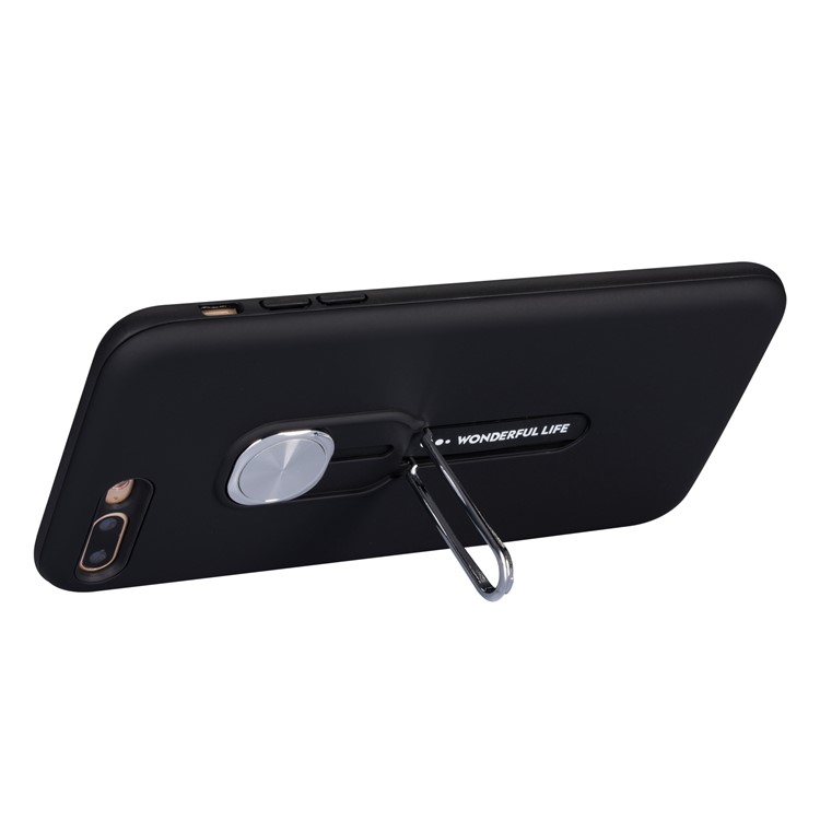 Concha de Telefone Com Kickstand Com Anel de Dedo Magnético Para Iphone 8 Plus/7 Plus 5,5 Polegadas - Preto