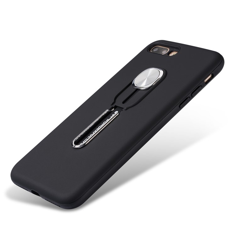 Concha de Telefone Com Kickstand Com Anel de Dedo Magnético Para Iphone 8 Plus/7 Plus 5,5 Polegadas - Preto