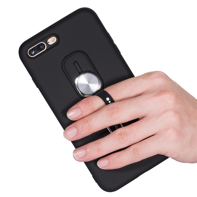 Cáscara Del Teléfono Con Magnético Pie De Apoyo Del Anillo De Dedo Para El Iphone 8 Plus / 7 Además De 5,5 Pulgadas - Negro-7