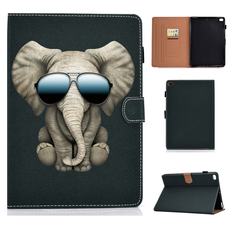 Cobertura Universal Impresión Del Patrón Tableta Cuero Para El Ipad 9,7 Pulgadas (2017) / (2018) / Aire Ipad (2013) / Aire 2 - Elefante-1
