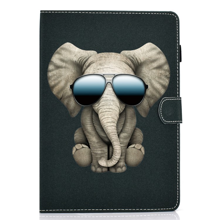 Cobertura Universal Impresión Del Patrón Tableta Cuero Para El Ipad 9,7 Pulgadas (2017) / (2018) / Aire Ipad (2013) / Aire 2 - Elefante-2