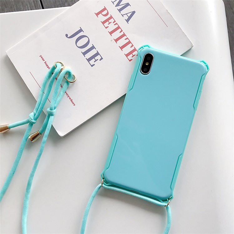 

Anti-drop TPU + Plastic Phone Case with Textile Strap for iPhone XS / X - Baby Blue, iPhone XS 5.8 inch
