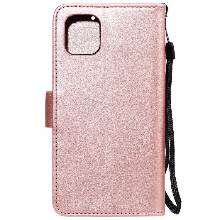 Imprint Flower Leather Wallet Phone Shell for iPhone 11 Pro 5.8 inch - Rose Gold-2