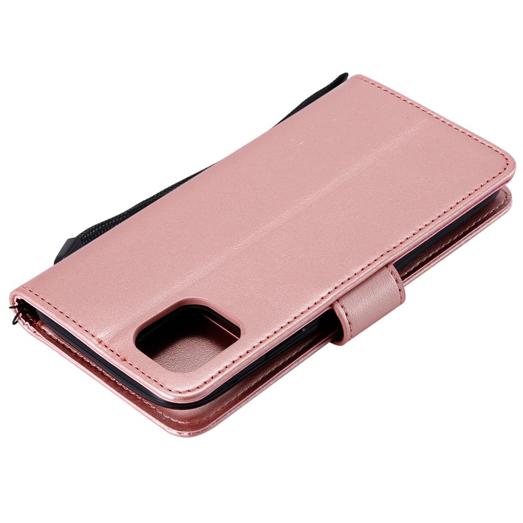 Imprint Flower Leather Wallet Phone Cover Case for iPhone 11 Pro Max 6.5 inch (2019) - Rose Gold-4