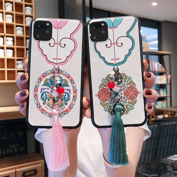 Flower Pattern Tassel Phone Cover for Apple iPhone 11 Pro Max 6.5 inch - Pink-7