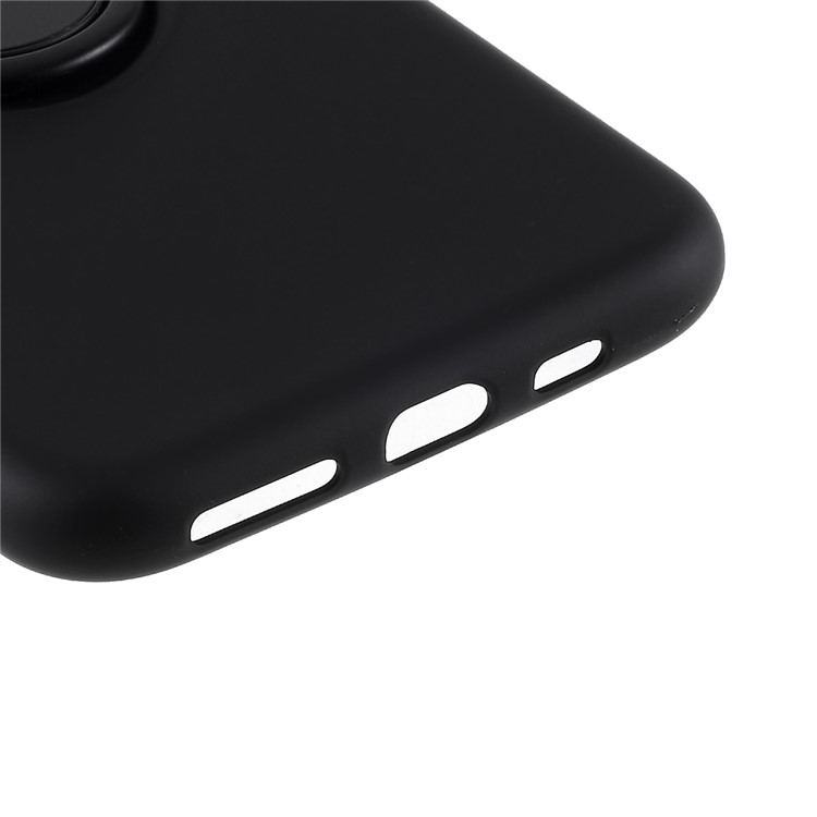 All-wrapped Liquid Silicone Kickstand Phone Shell with Finger Ring for iPhone 11 6.1 inch (2019) - Black-5