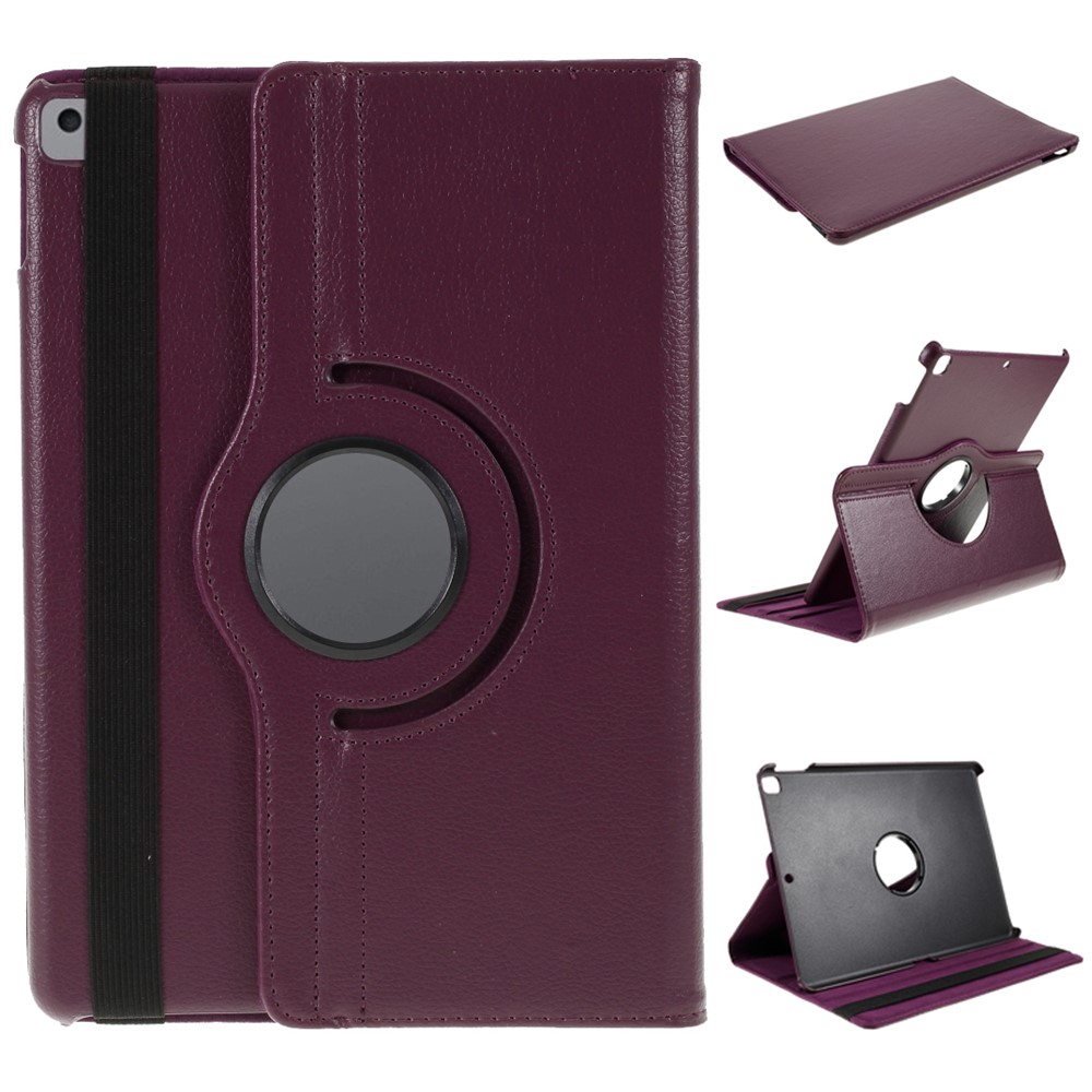 Leather Case for iPad 10.2 (2021) / (2020) / (2019) / Air 10.5 inch (2019) / Pro 10.5 inch (2017) Litchi Texture Rotating Stand Cover - Purple