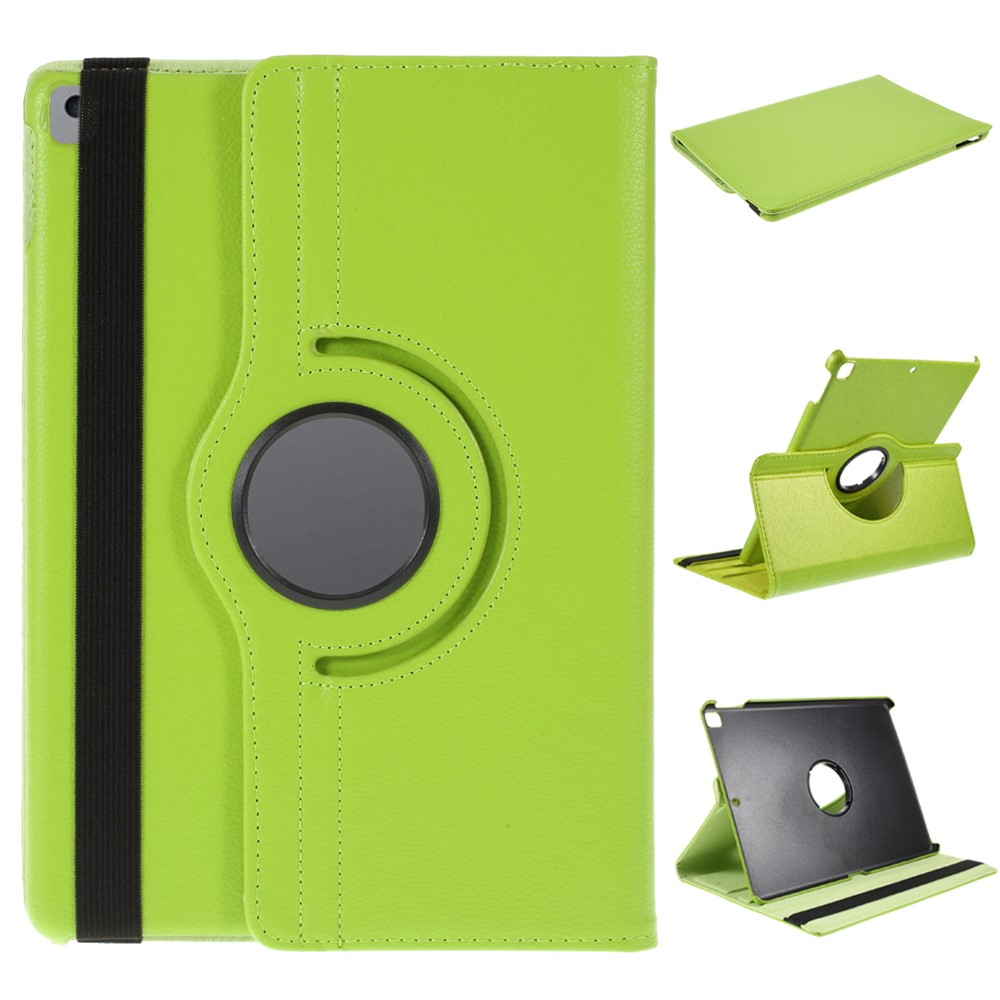 Leather Case for iPad 10.2 (2021) / (2020) / (2019) / Air 10.5 inch (2019) / Pro 10.5 inch (2017) Litchi Texture Rotating Stand Cover - Green