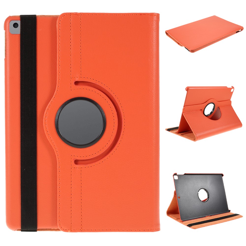 Leather Case for iPad 10.2 (2021) / (2020) / (2019) / Air 10.5 inch (2019) / Pro 10.5 inch (2017) Litchi Texture Rotating Stand Cover - Orange