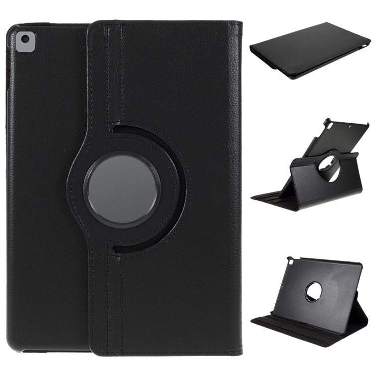 Litchi Texture Funda Giratoria De La Cubierta Protectora De Cuero Del Soporte De Cuero De 360 ​​grados Para IPad 10.2 (2021) / (2020) / (2019) - Negro