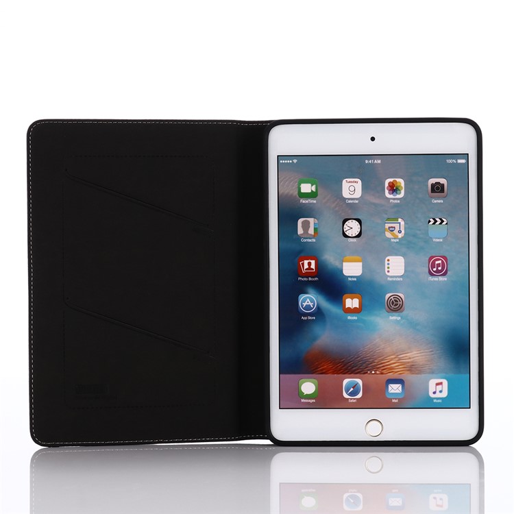 GEBEI Litchi Skin Leather Stand Case with Card Slots for iPad mini (2019) 7.9 inch - Black-3