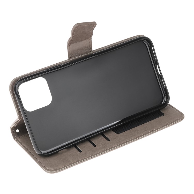 Flor De Borboleta Caixa De Couro Carteira Marca Para Iphone 11 6,1 Polegadas - Cinzento-10